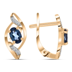 Cercei din aur roz cu pietre Cubic Zirconia Incolor, Topaz London