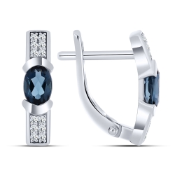 Cercei din aur alb cu pietre Cubic Zirconia Incolor, Topaz London