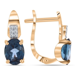 Cercei din aur roz cu pietre Cubic Zirconia Incolor, Topaz London
