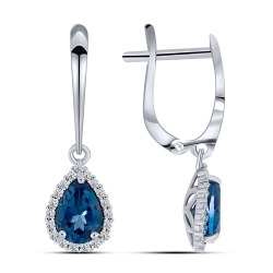 Cercei din aur alb cu pietre Cubic Zirconia Incolor, Topaz London