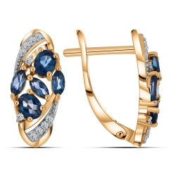 Cercei din aur roz cu pietre Cubic Zirconia Incolor, Topaz London