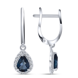 Cercei din aur alb cu pietre Cubic Zirconia Incolor, Topaz London
