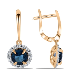 Cercei din aur roz cu pietre Cubic Zirconia Incolor, Topaz London