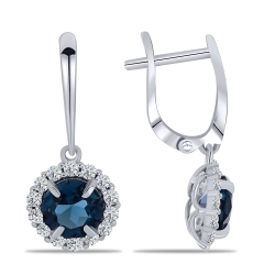 Cercei din aur alb cu pietre Cubic Zirconia Incolor, Topaz London