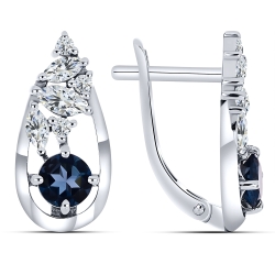 Cercei din aur alb cu pietre Cubic Zirconia Incolor, Topaz London