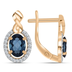 Cercei din aur roz cu pietre Cubic Zirconia Incolor, Topaz London