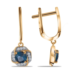 Cercei din aur roz cu pietre Cubic Zirconia Incolor, Topaz London