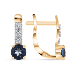 Cercei din aur roz cu pietre Cubic Zirconia Incolor, Topaz London