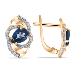Cercei din aur roz cu pietre Cubic Zirconia Incolor, Topaz London