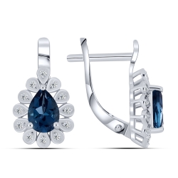 Cercei din aur alb cu pietre Cubic Zirconia Incolor, Topaz London