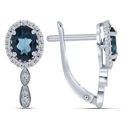 Cercei din aur alb cu pietre Cubic Zirconia Incolor, Topaz London
