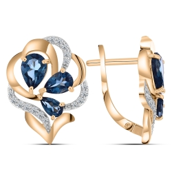 Cercei din aur roz cu pietre Cubic Zirconia Incolor, Topaz London