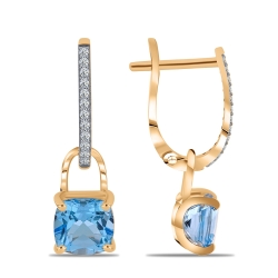 Cercei din aur roz cu pietre Cubic Zirconia Incolor, Topaz Swiss