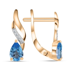 Cercei din aur roz cu pietre Cubic Zirconia Incolor, Topaz Swiss