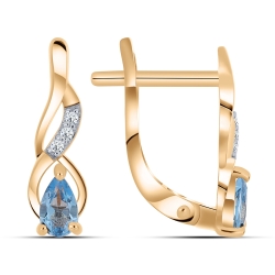 Cercei din aur roz cu pietre Cubic Zirconia Incolor, Topaz Swiss