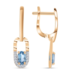 Cercei Suspendați din aur roz cu pietre Cubic Zirconia Incolor, Topaz Swiss