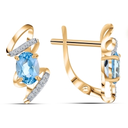 Cercei din aur roz cu pietre Cubic Zirconia Incolor, Topaz Swiss