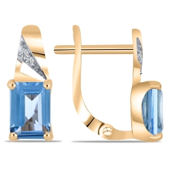 Cercei din aur roz cu pietre Cubic Zirconia Incolor, Topaz Swiss