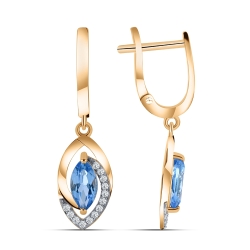 Cercei din aur roz cu pietre Cubic Zirconia Incolor, Topaz Swiss