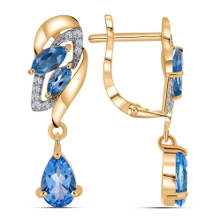 Cercei din aur roz cu pietre Cubic Zirconia Incolor, Topaz Swiss