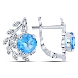 Cercei din aur alb cu pietre Cubic Zirconia Incolor, Topaz Swiss