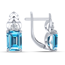 Cercei din aur alb cu pietre Cubic Zirconia Incolor, Topaz Swiss