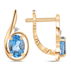 Cercei din aur roz cu pietre Cubic Zirconia Incolor, Topaz Swiss
