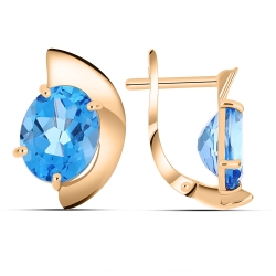 Cercei din aur roz cu pietre Topaz Swiss