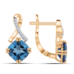 Cercei din aur roz cu pietre Cubic Zirconia Incolor, Topaz Swiss