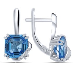 Cercei din aur alb cu pietre Cubic Zirconia Incolor, Topaz Swiss