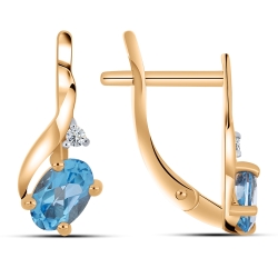 Cercei din aur roz cu pietre Cubic Zirconia Incolor, Topaz Swiss