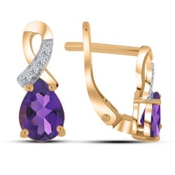 Cercei din aur roz cu pietre Cubic Zirconia Incolor, Ametist