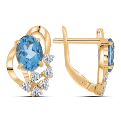 Cercei din aur roz cu pietre Cubic Zirconia Incolor, Topaz Swiss