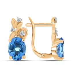Cercei din aur roz cu pietre Cubic Zirconia Incolor, Topaz Swiss