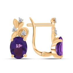 Cercei din aur roz cu pietre Cubic Zirconia Incolor, Ametist