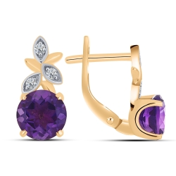 Cercei din aur roz cu pietre Cubic Zirconia Incolor, Ametist