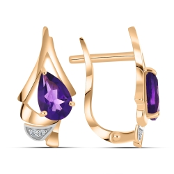 Cercei din aur roz cu pietre Cubic Zirconia Incolor, Ametist