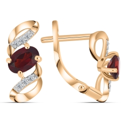 Cercei din aur roz cu pietre Cubic Zirconia Incolor, Granat