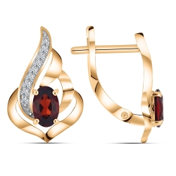 Cercei din aur roz cu pietre Cubic Zirconia Incolor, Granat