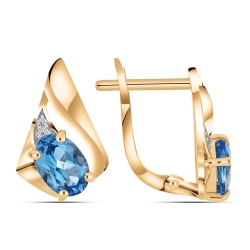 Cercei din aur roz cu pietre Cubic Zirconia Incolor, Topaz Swiss