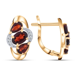 Cercei din aur roz cu pietre Cubic Zirconia Incolor, Granat