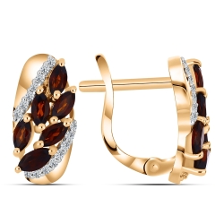 Cercei din aur roz cu pietre Cubic Zirconia Incolor, Granat