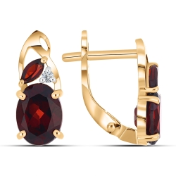 Cercei din aur roz cu pietre Cubic Zirconia Incolor, Granat