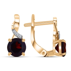Cercei din aur roz cu pietre Cubic Zirconia Incolor, Granat