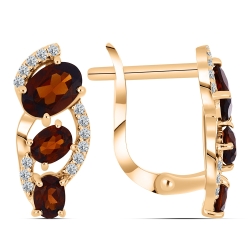 Cercei din aur roz cu pietre Cubic Zirconia Incolor, Granat