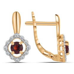 Cercei din aur roz cu pietre Cubic Zirconia Incolor, Granat