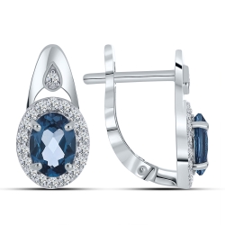 Cercei din aur alb cu pietre Cubic Zirconia Incolor, Topaz London