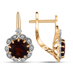 Cercei din aur roz cu pietre Cubic Zirconia Incolor, Granat