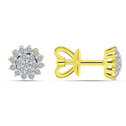 Cercei Pusete din aur galben cu pietre Diamant