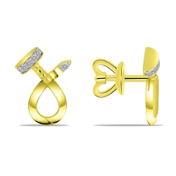 Cercei Pusete din aur galben cu pietre Diamant
